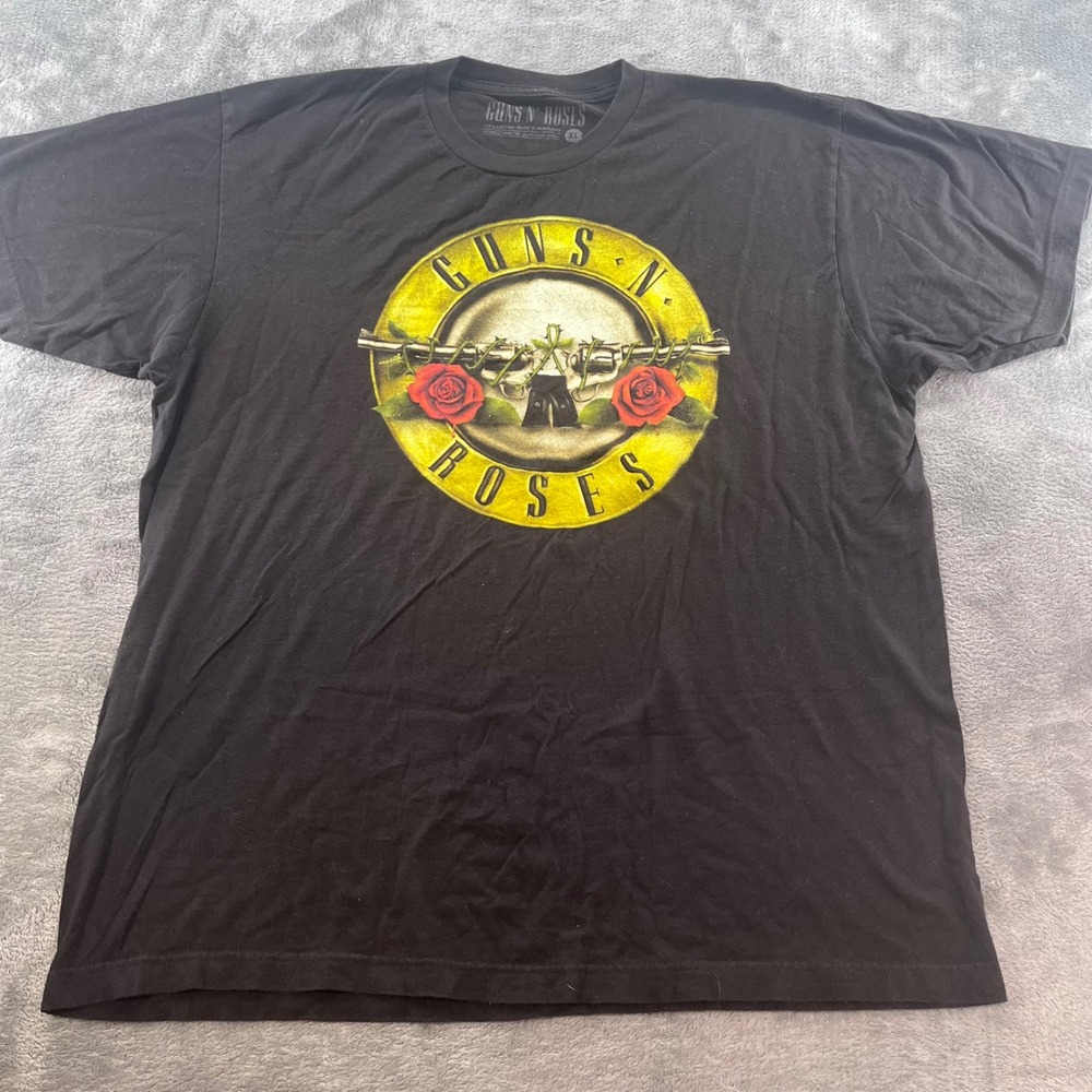 Guns N' Roses Graphic T-Shirt Mens XL Black Short Sleeve Cotton Rock Band Tee